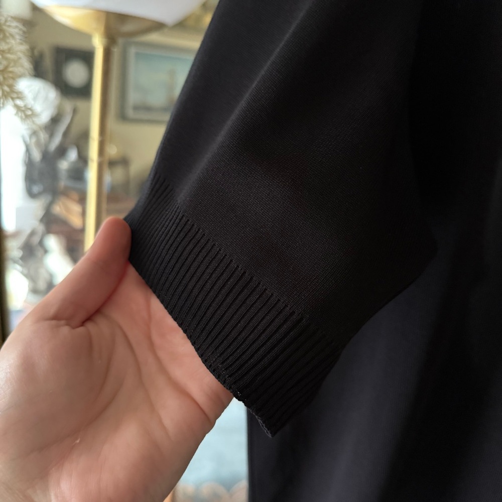 Misook Classic Black Acrylic Maxi Dress with Ribbed Neck and Sleeves - Picture 7 of 8